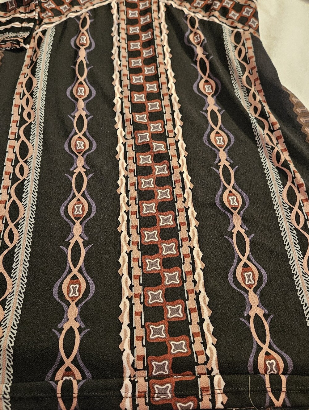 Free People Small Black Geometric Print Long Sleeve Mini Dress Boho - Picture 15 of 16
